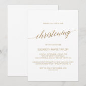 Elegante Gold Calligraphy Christening Einladung (Vorne/Hinten)