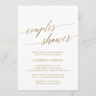 Elegante Gold Calligraphy Couples Dusche Einladung