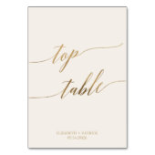 Elegante Gold Calligraphy Cream Top-Tabelle Tischnummer (Rückseite)