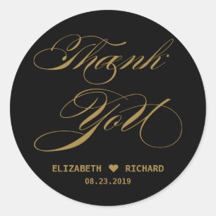 Elegante Gold Calligraphy Danke Gastgeschenk Hochz Runder Aufkleber