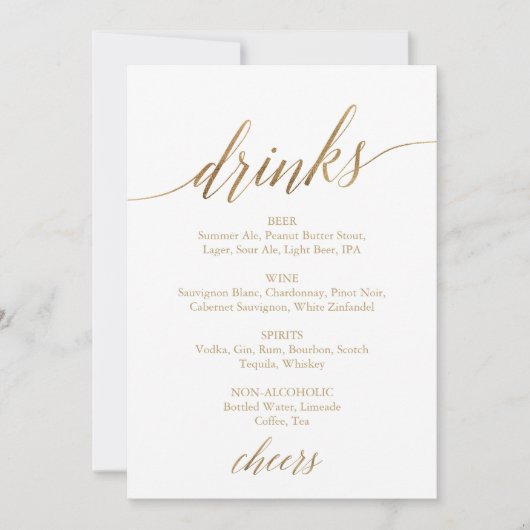 Elegante Gold Calligraphy Drinks Tafelschild Einladung (Vorderseite)