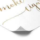 Elegante Gold Calligraphy Eat Drink Smoke Cigars Poster (Ecke)