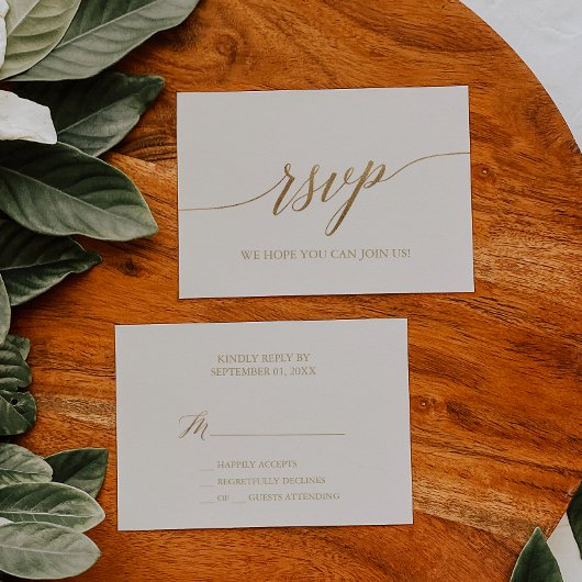Elegante Gold Calligraphy | Einfache RSVP-Karte fü RSVP Karte
