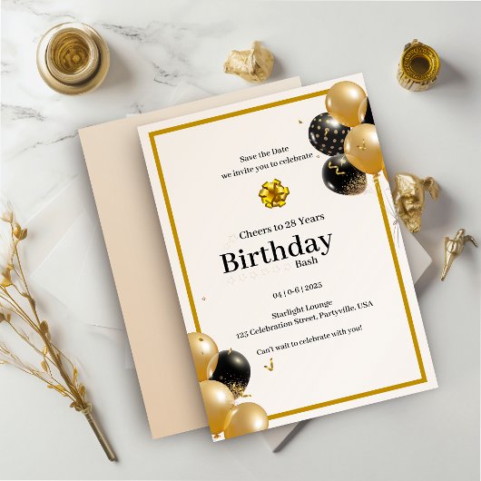 Elegante Gold Calligraphy Einladung zum Geburtstag