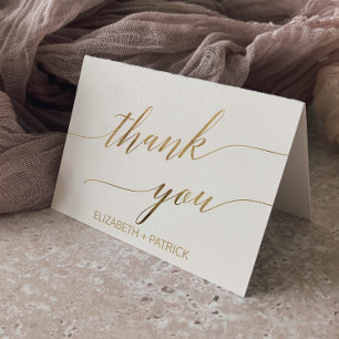 Elegante Gold Calligraphy   Elfenbein Dankeschön K Dankeskarte