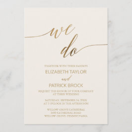 Elegante Gold Calligraphy | Elfenbein wir Hochzeit Einladung