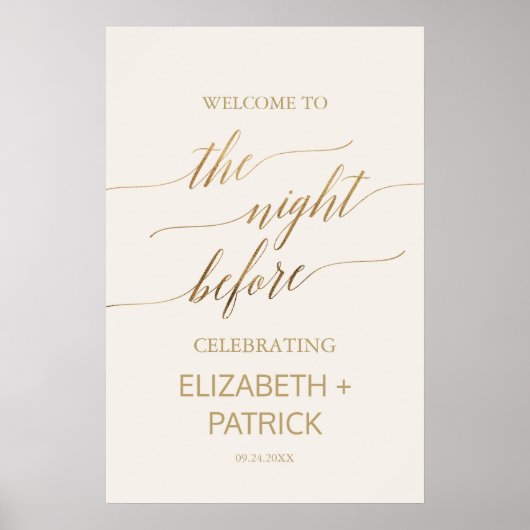 Elegante Gold Calligraphy | Elfenbeinküche Poster (Vorne)