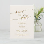 Elegante Gold Calligraphy | Elfenbeinküste Save th The Date (Stehend Vorderseite)
