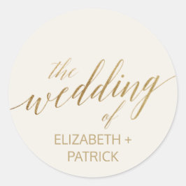 Elegante Gold Calligraphy | Elfenbeinküste Umschla Runder Aufkleber