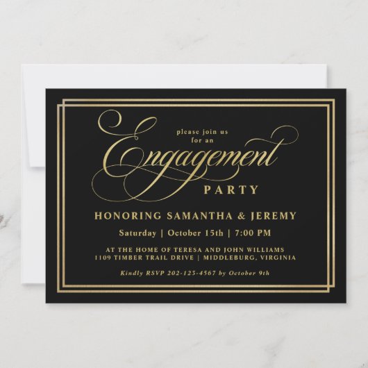 Elegante Gold Calligraphy Engagement Party Einladung (Vorderseite)