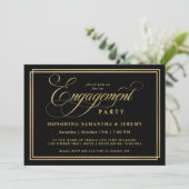 Elegante Gold Calligraphy Engagement Party Einladung (Stehend Vorderseite)