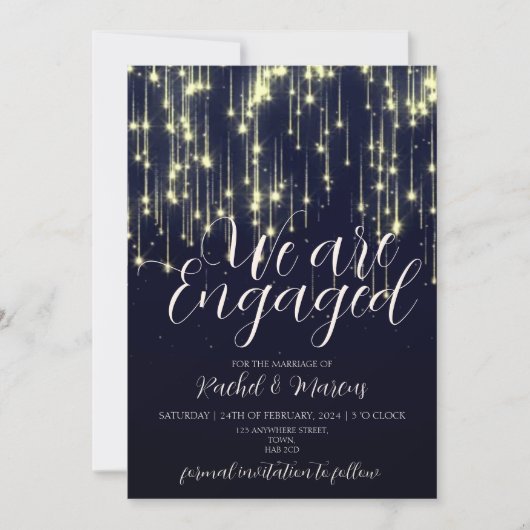 Elegante Gold Calligraphy Engagement Party Einladung (Vorderseite)