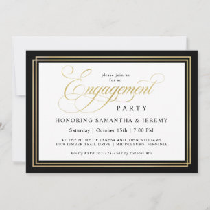 Elegante Gold Calligraphy Engagement Party Einladung