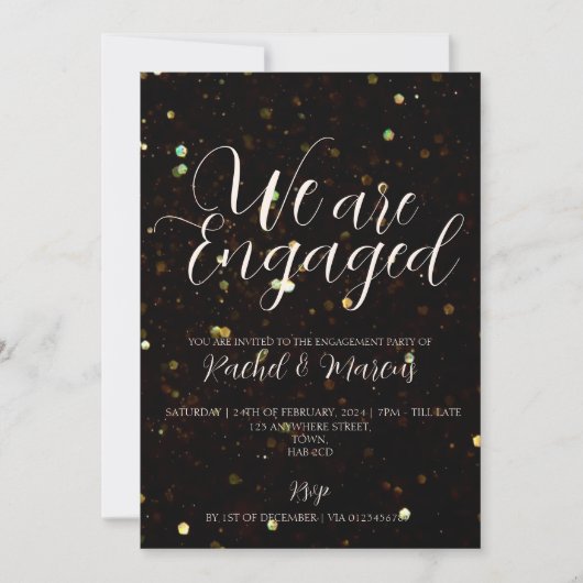 Elegante Gold Calligraphy Engagement Party Einladung (Vorderseite)