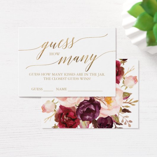 Elegante Gold Calligraphy & floral Wie viele Kisse (Schreibtisch)