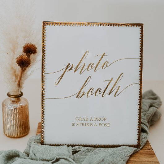 Elegante Gold Calligraphy Foto Booth Sign Poster