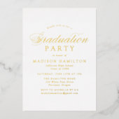 Elegante Gold Calligraphy Foto Graduation Party Folieneinladung (Vorderseite)