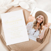 Elegante Gold Calligraphy Foto Graduation Party Folieneinladung