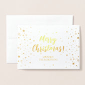Elegante Gold Calligraphy Frohe Weihnachtsfoil-Kar Folienkarte (Vorderseite mit Umschlag)