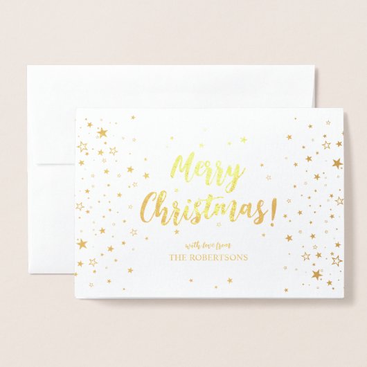 Elegante Gold Calligraphy Frohe Weihnachtsfoil-Kar Folienkarte (Vorderseite mit Umschlag)