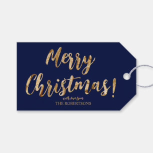 Elegante Gold Calligraphy Frohe Weihnachtsgeschenk Geschenkanhänger