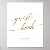 Elegante Gold Calligraphy Gästebuchsignatur Poster (Vorne)