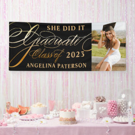 Elegante Gold Calligraphy Graduate Class 23 Banner