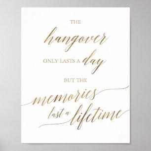 Elegante Gold Calligraphy Hangover & Erinnerungen Poster