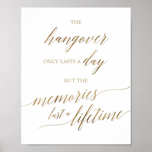 Elegante Gold Calligraphy Hangover & Erinnerungen  Poster (Vorne)