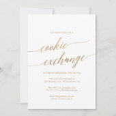 Elegante Gold Calligraphy Holiday Cookie Exchange Einladung (Vorderseite)