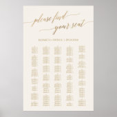 Elegante Gold Calligraphy Ivory 200+ Seating Chart Poster (Vorne)