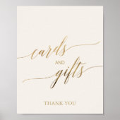 Elegante Gold Calligraphy Ivory Cards & Gifts Zeic Poster (Vorne)