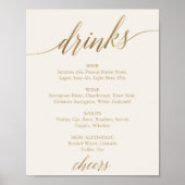Elegante Gold Calligraphy | Ivory Drink Menu Sign Poster (Vorne)