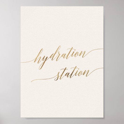 Elegante Gold Calligraphy Ivory Hydration Station Poster (Vorne)