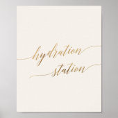 Elegante Gold Calligraphy Ivory Hydration Station Poster (Vorne)