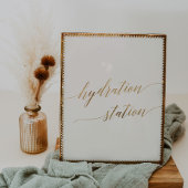 Elegante Gold Calligraphy Ivory Hydration Station Poster
