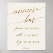 Elegante Gold Calligraphy | Ivory Mimosa Bar Sign Poster (Vorne)