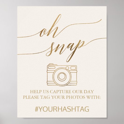 Elegante Gold Calligraphy | Ivory Oh Snap-Zeichen Poster (Vorne)