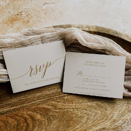 Elegante Gold Calligraphy Ivory Song RSVP Card