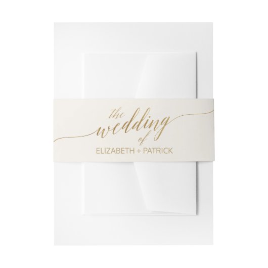 Elegante Gold Calligraphy Ivory Wedding Bly Band (Vorderseite Beispiel)