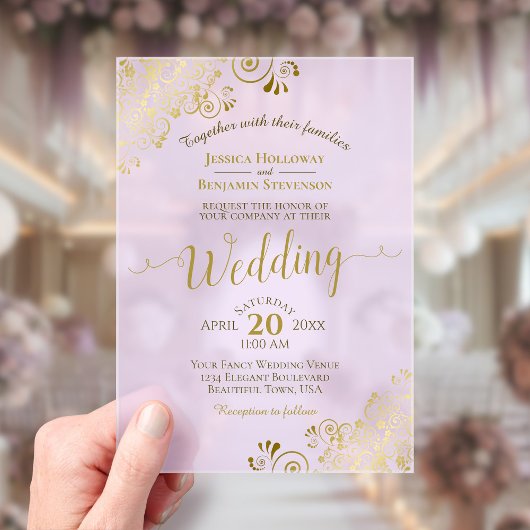 Elegante Gold Calligraphy Lilac Lila Wedding Acryleinladungen