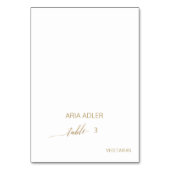 Elegante Gold Calligraphy Menü Option-Platzkarten Tischnummer (Vorderseite)