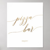 Elegante Gold Calligraphy Pizza Bar Sign Poster (Vorne)