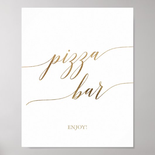 Elegante Gold Calligraphy Pizza Bar Sign Poster (Vorne)