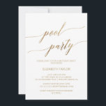 Elegante Gold Calligraphy Pool Party Geburtstag Einladung<br><div class="desc">Diese elegante Goldkalligraphie-Pool Party Geburtstagskarte eignet sich perfekt für eine einfache Veranstaltung. Das neutrale Design besticht durch eine minimalistische Karte,  die mit romantischen und skurrilen Imitaten mit Goldfolien-Typografie dekoriert ist. Bitte beachten Sie: Dieses Design enthält keine echte Goldfolie. Es ist eine hochwertige Grafik,  die wie Goldfolie aussieht.</div>