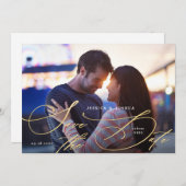 Elegante Gold Calligraphy Save the Date Card Einladung (Vorne/Hinten)