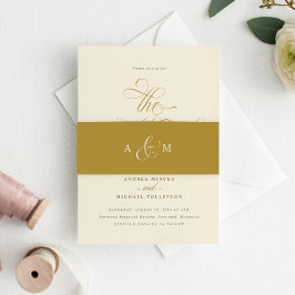 Elegante Gold Calligraphy Script Luxury Wedding Einladungsbanderole