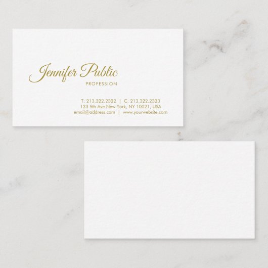 Elegante Gold Calligraphy Script Minimalistisch Sc Visitenkarte (Vorne/Hinten)