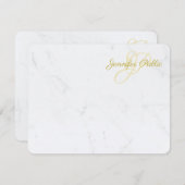 Elegante Gold Calligraphy Script Text Marble Moder Mitteilungskarte (Vorne/Hinten)
