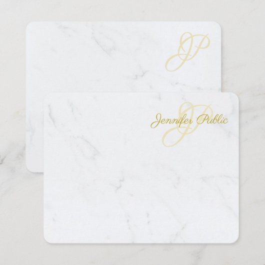 Elegante Gold Calligraphy Script Text Marble Moder Mitteilungskarte (Vorne/Hinten)